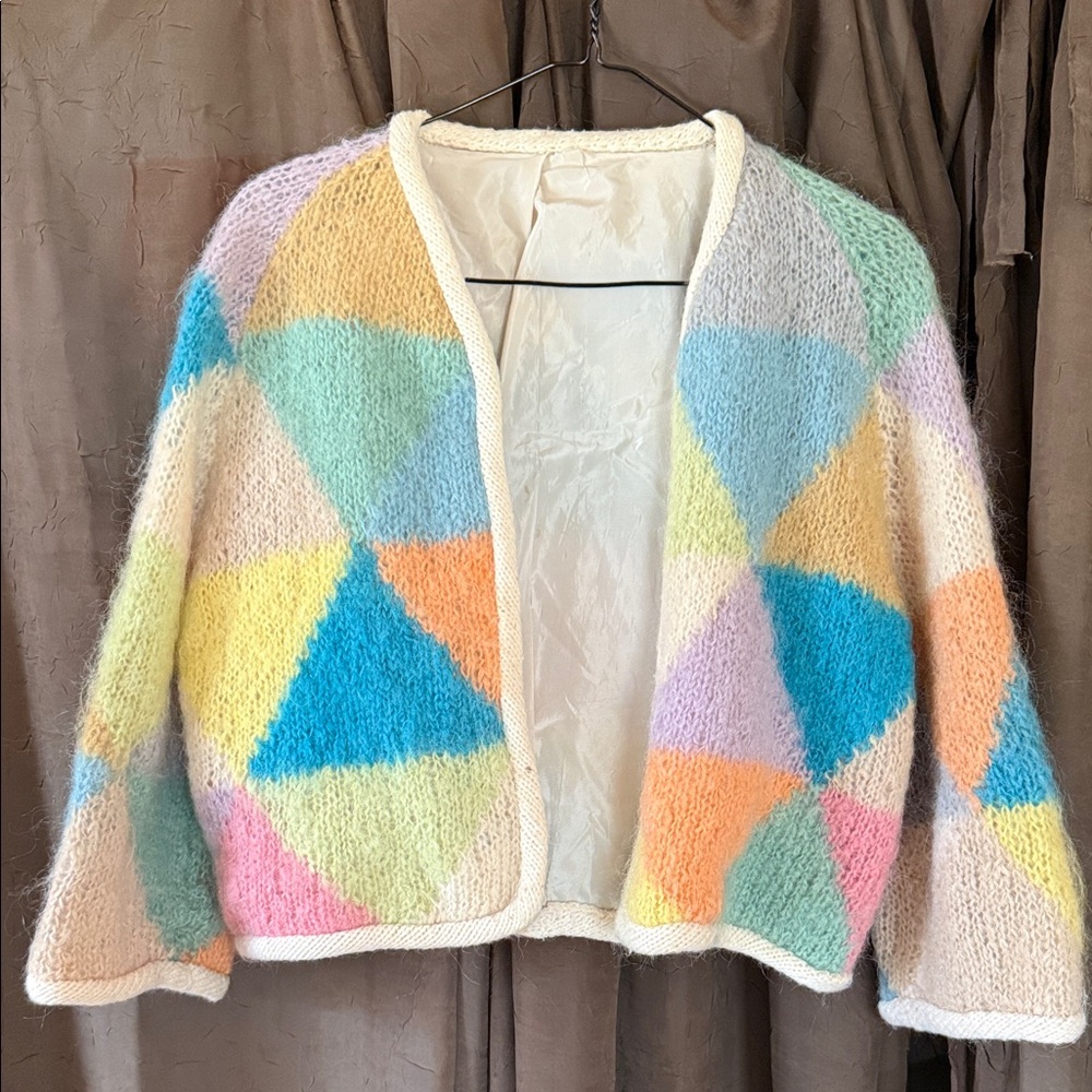 Vintage Multicolor Geometric Cardigan